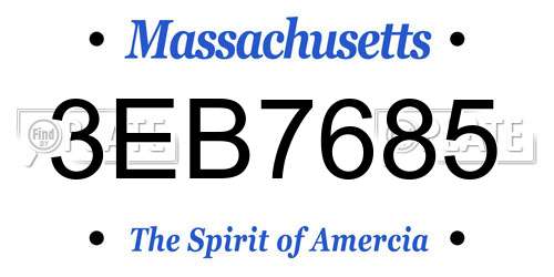 3EB7685 Massachusetts License Plate