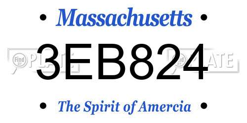 3EB824 Massachusetts License Plate