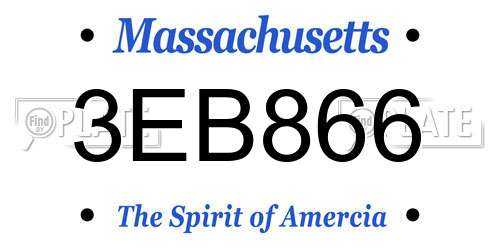 3EB866 Massachusetts License Plate