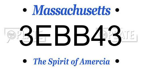 3EBB43 Massachusetts License Plate