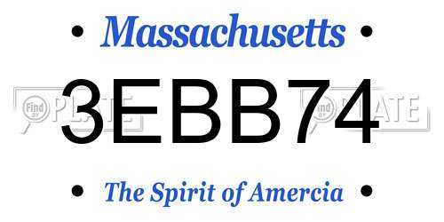 3EBB74 Massachusetts License Plate