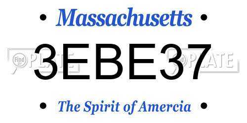 3EBE37 Massachusetts License Plate