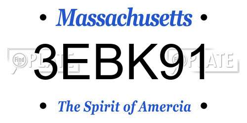 3EBK91 Massachusetts License Plate