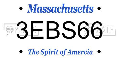 3EBS66 Massachusetts License Plate