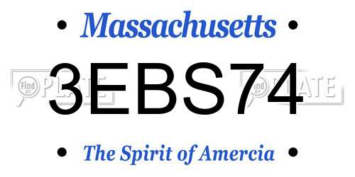 3EBS74 Massachusetts License Plate