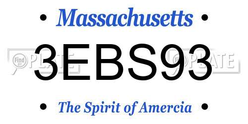 3EBS93 Massachusetts License Plate