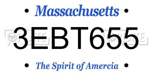 3EBT655 Massachusetts License Plate
