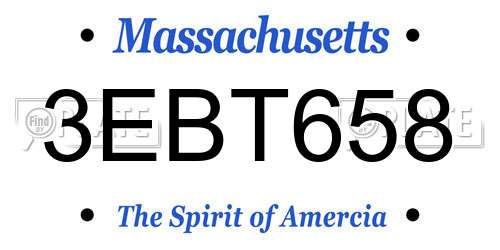 3EBT658 Massachusetts License Plate