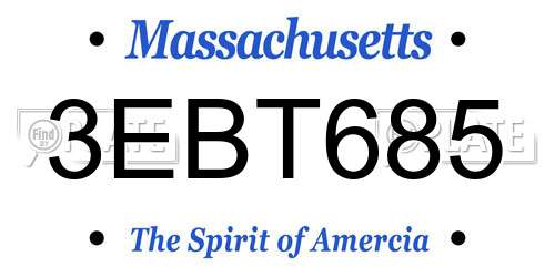 3EBT685 Massachusetts License Plate