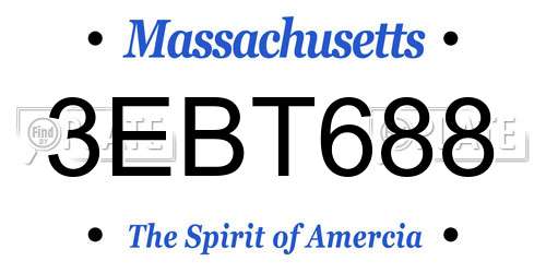 3EBT688 Massachusetts License Plate
