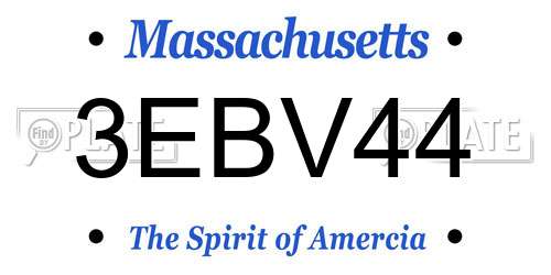 3EBV44 Massachusetts License Plate