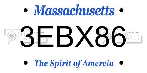 3EBX86 Massachusetts License Plate