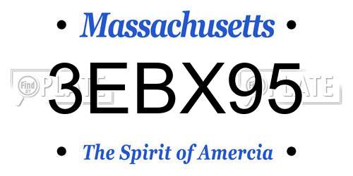 3EBX95 Massachusetts License Plate