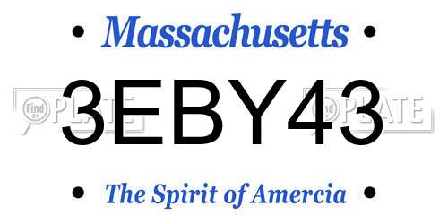 3EBY43 Massachusetts License Plate