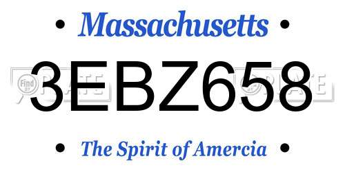 3EBZ658 Massachusetts License Plate