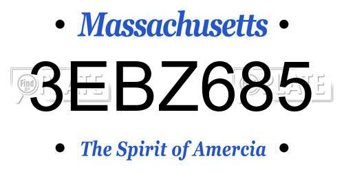 3EBZ685 Massachusetts License Plate