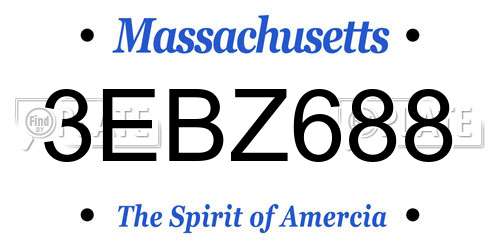 3EBZ688 Massachusetts License Plate