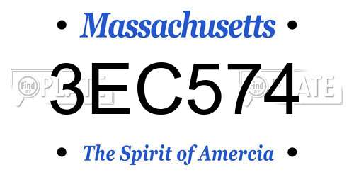 3EC574 Massachusetts License Plate