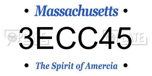 3ECC45 Massachusetts License Plate