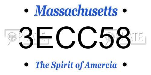 3ECC58 Massachusetts License Plate