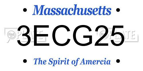 3ECG25 Massachusetts License Plate