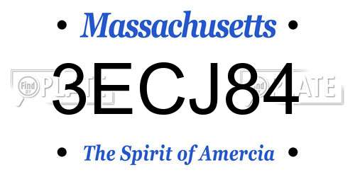 3ECJ84 Massachusetts License Plate