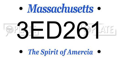 3ED261 Massachusetts License Plate