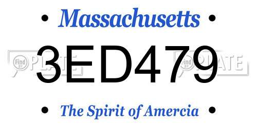 3ED479 Massachusetts License Plate