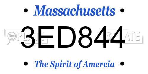 3ED844 Massachusetts License Plate