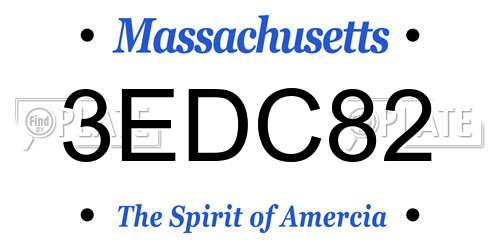 3EDC82 Massachusetts License Plate