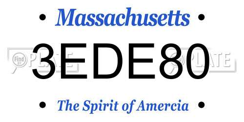 3EDE80 Massachusetts License Plate