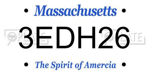 3EDH26 Massachusetts License Plate