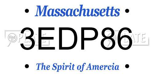 3EDP86 Massachusetts License Plate