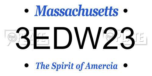 3EDW23 Massachusetts License Plate