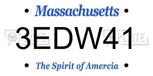 3EDW41 Massachusetts License Plate