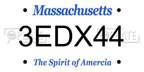 3EDX44 Massachusetts License Plate
