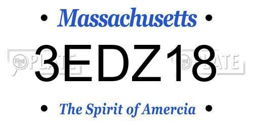 3EDZ18 Massachusetts License Plate