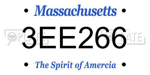 3EE266 Massachusetts License Plate
