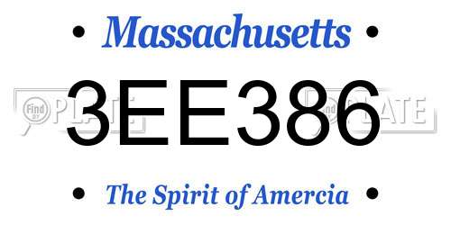 3EE386 Massachusetts License Plate