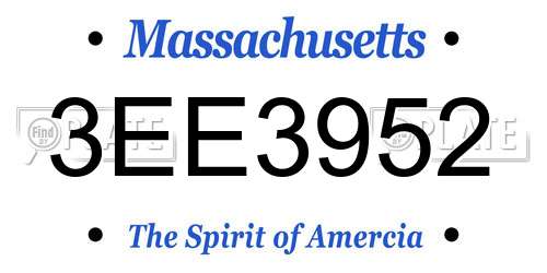 3EE3952 Massachusetts License Plate