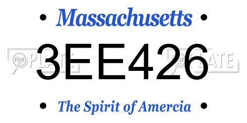 3EE426 Massachusetts License Plate
