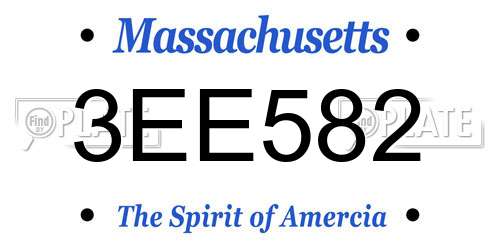 3EE582 Massachusetts License Plate