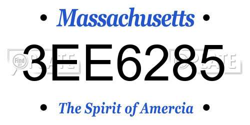 3EE6285 Massachusetts License Plate