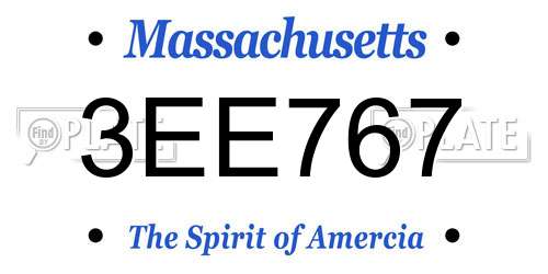 3EE767 Massachusetts License Plate