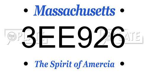 3EE926 Massachusetts License Plate