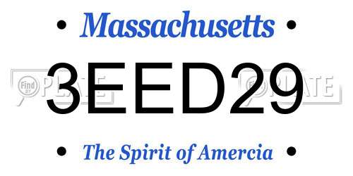 3EED29 Massachusetts License Plate