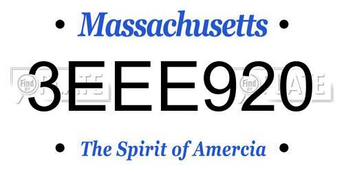 3EEE920 Massachusetts License Plate