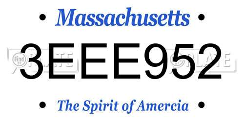 3EEE952 Massachusetts License Plate