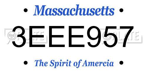 3EEE957 Massachusetts License Plate