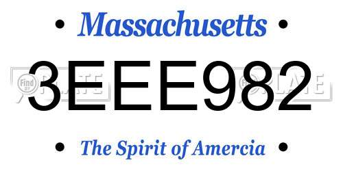 3EEE982 Massachusetts License Plate